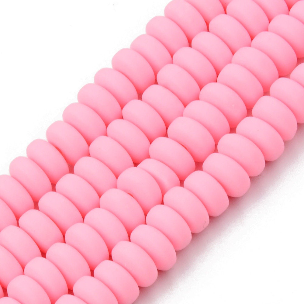 6MM Pearl Pink Polymer Clay Bead Strands