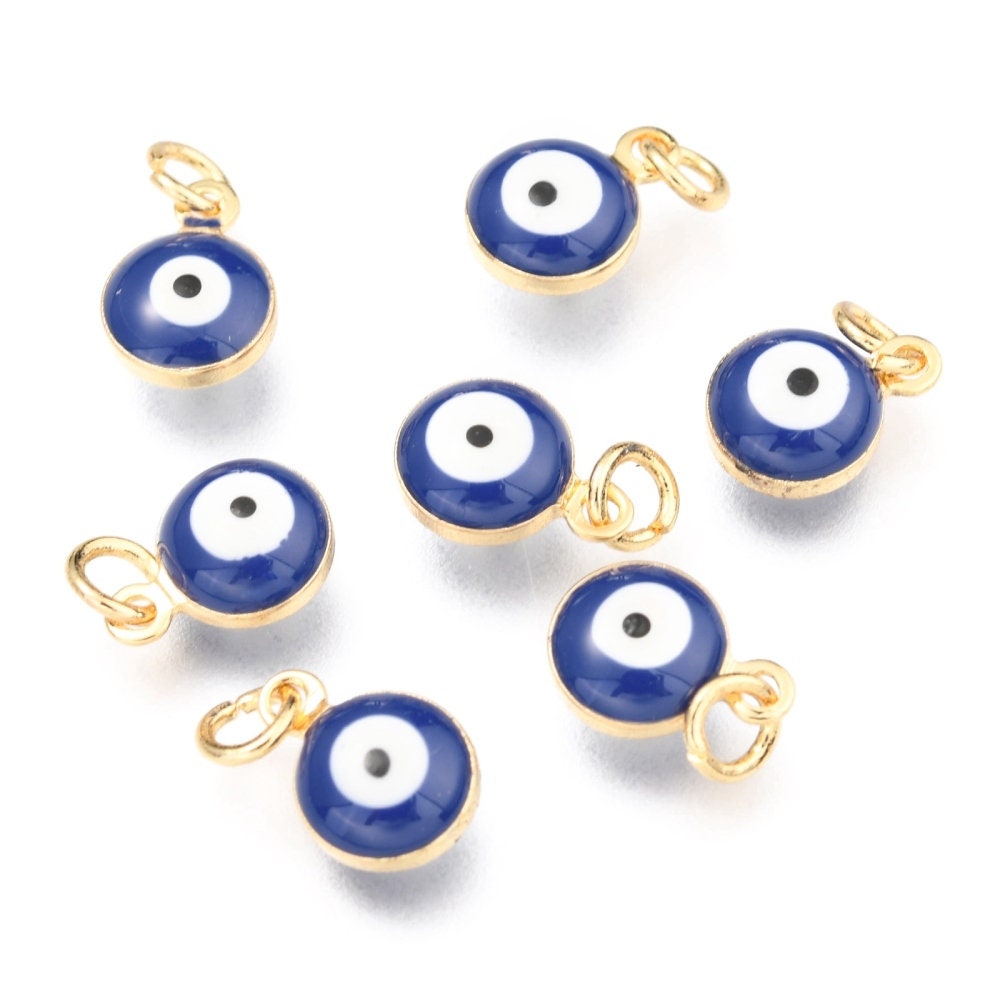 9.5MM 18K Gold Plated Brass Evil Eye Charm