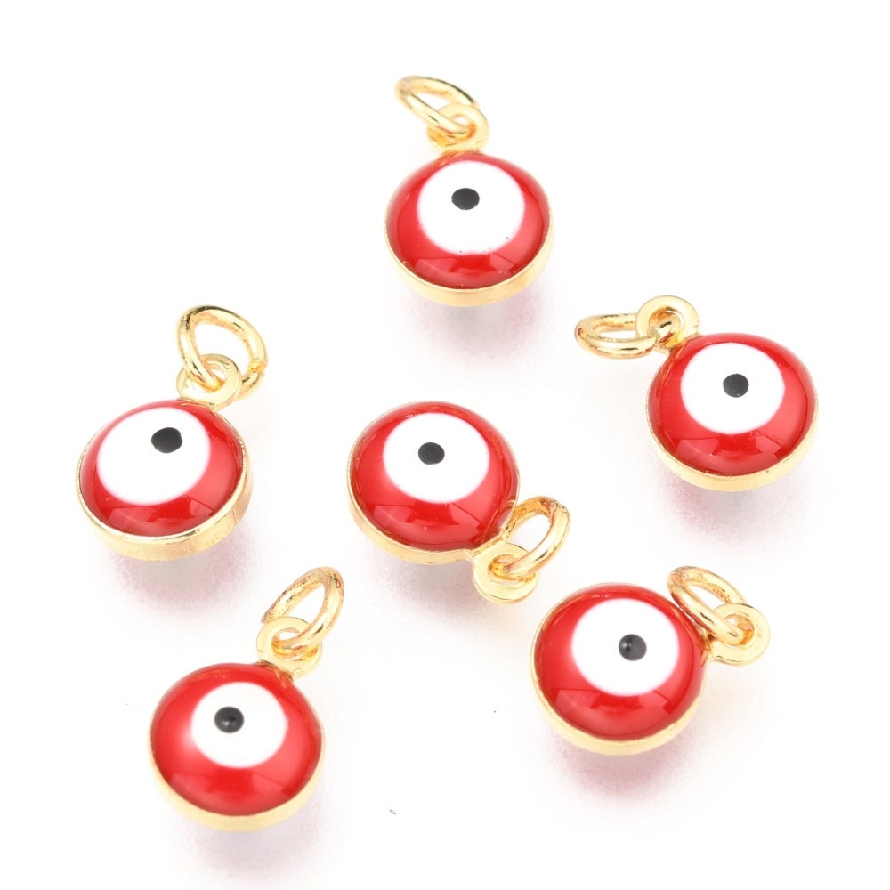 9.5MM 18K Gold Plated Brass Evil Eye Charm