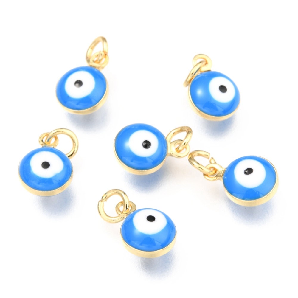 9.5MM 18K Gold Plated Brass Evil Eye Charm