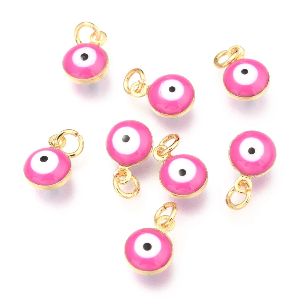 9.5MM 18K Gold Plated Brass Evil Eye Charm