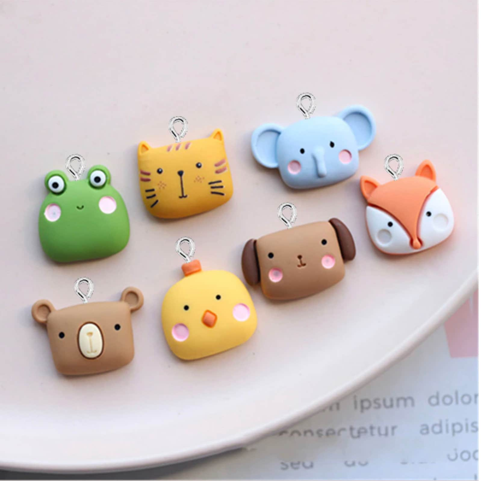 Cute Resin Frog, Chicken, Dog, Fox, Elephant, Bear and Cat Charm