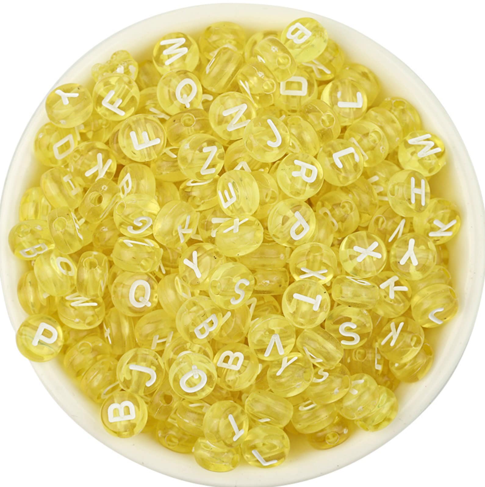 7MM Transparent Yellow Acrylic Letter Beads (200pc/400pc)