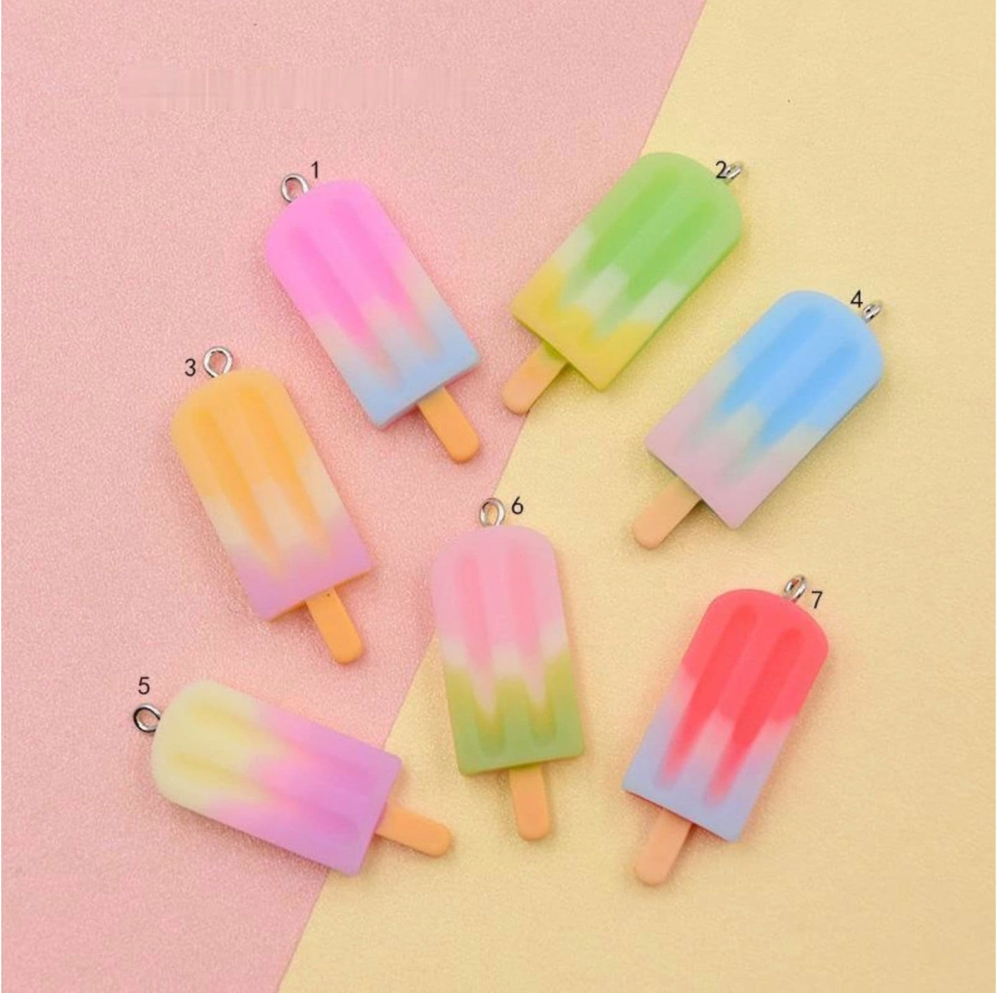 Multicolored Ice Pops, Popsicle Ice Cream Charm (42mm x 15mm x 5mm)