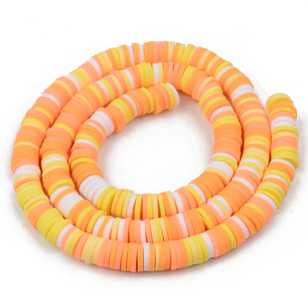 Orange and Yellow Polymer Clay Heishi Bead Strands