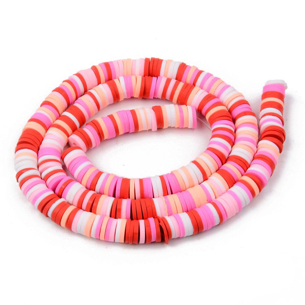 Valentine's Themed Polymer Clay Heishi Bead Strands for Jewelry Making, DIY, Crafting