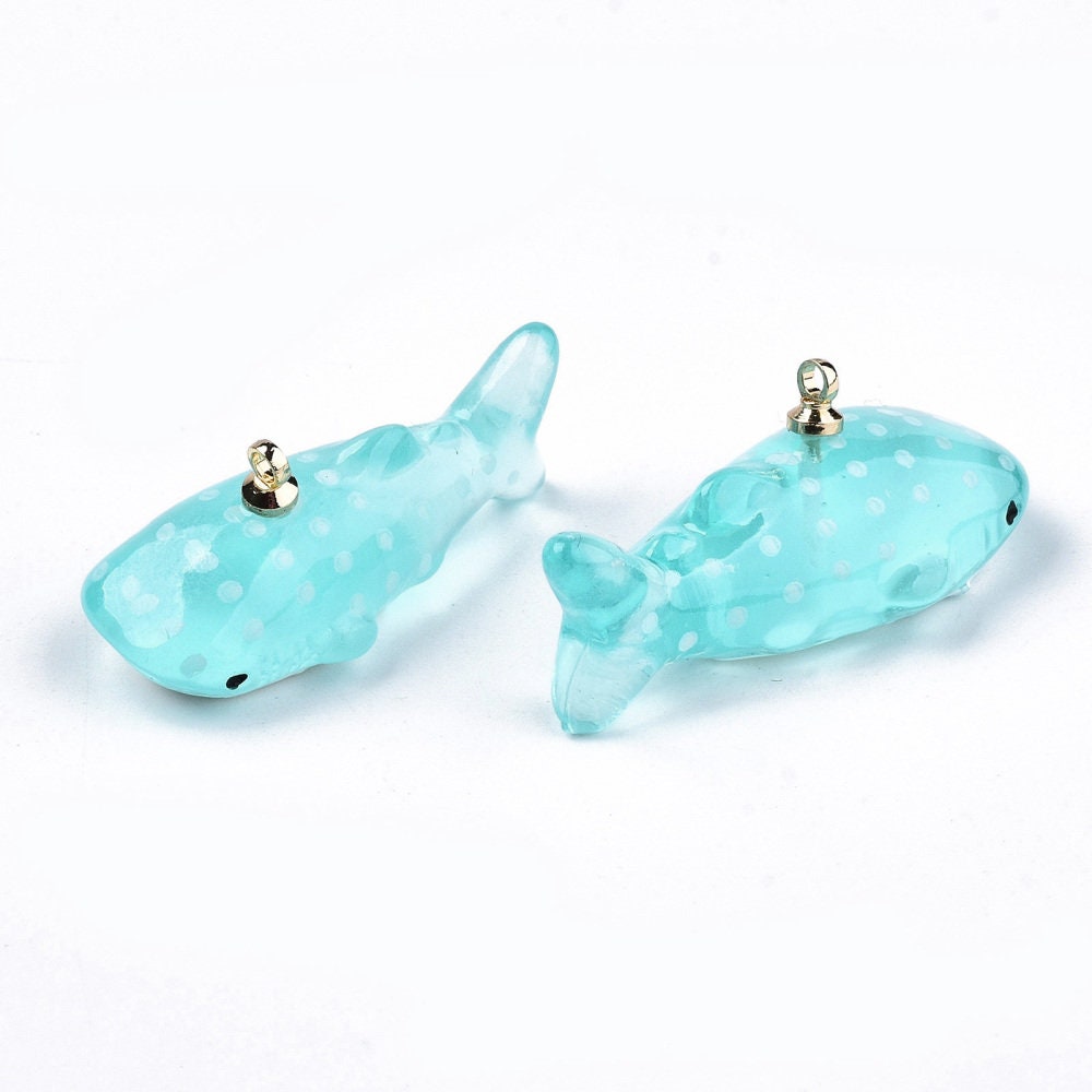 28MM Transparent Light Blue Resin Whale Charm