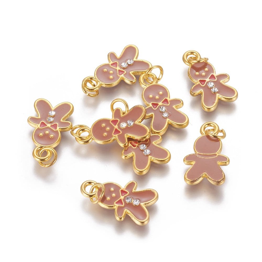 Cute Gingerbread Man Christmas Themed Enamel Charm (11MM x 22MM)