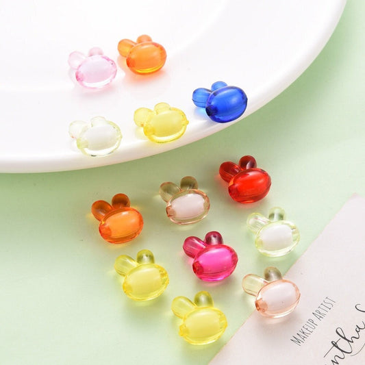 16MM Transparent Mixed Color Acrylic Bunny Rabbit Head Beads