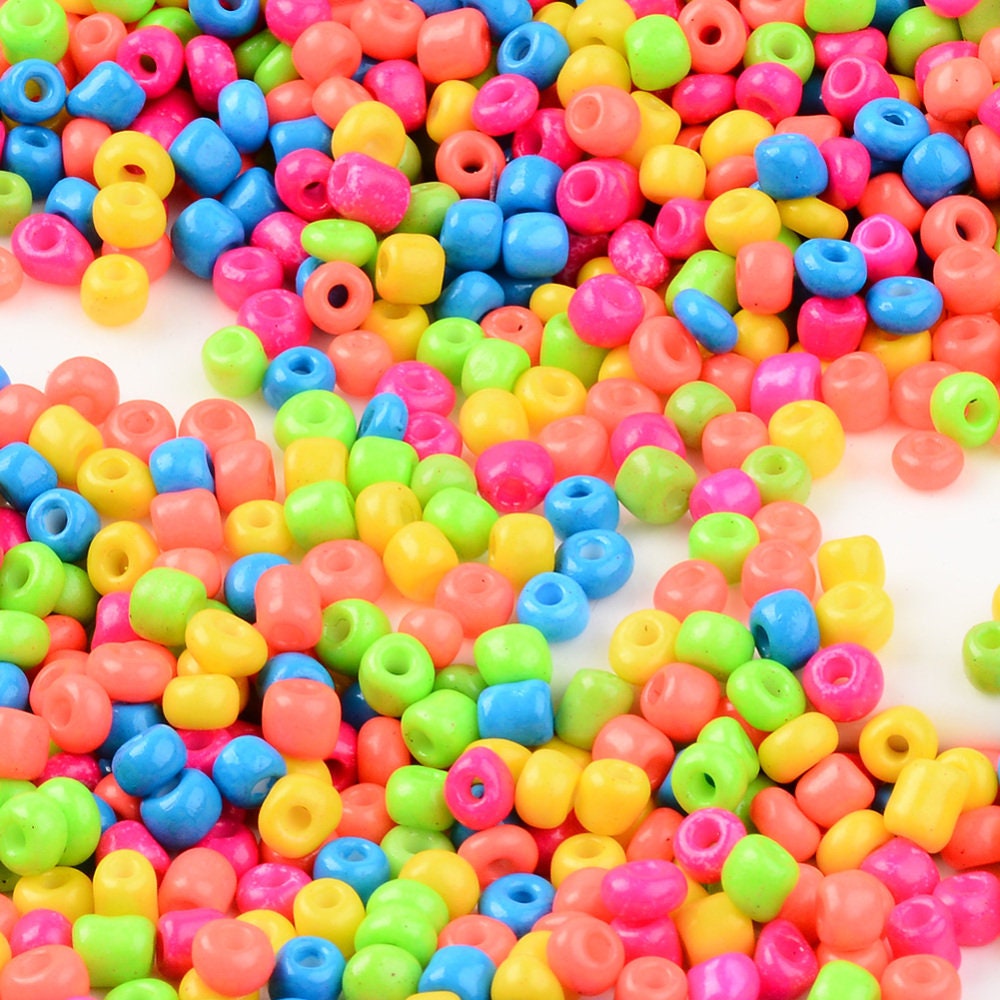 4MM Neon Mixed Color 6/0 Glass Seed Beads (T005-10)