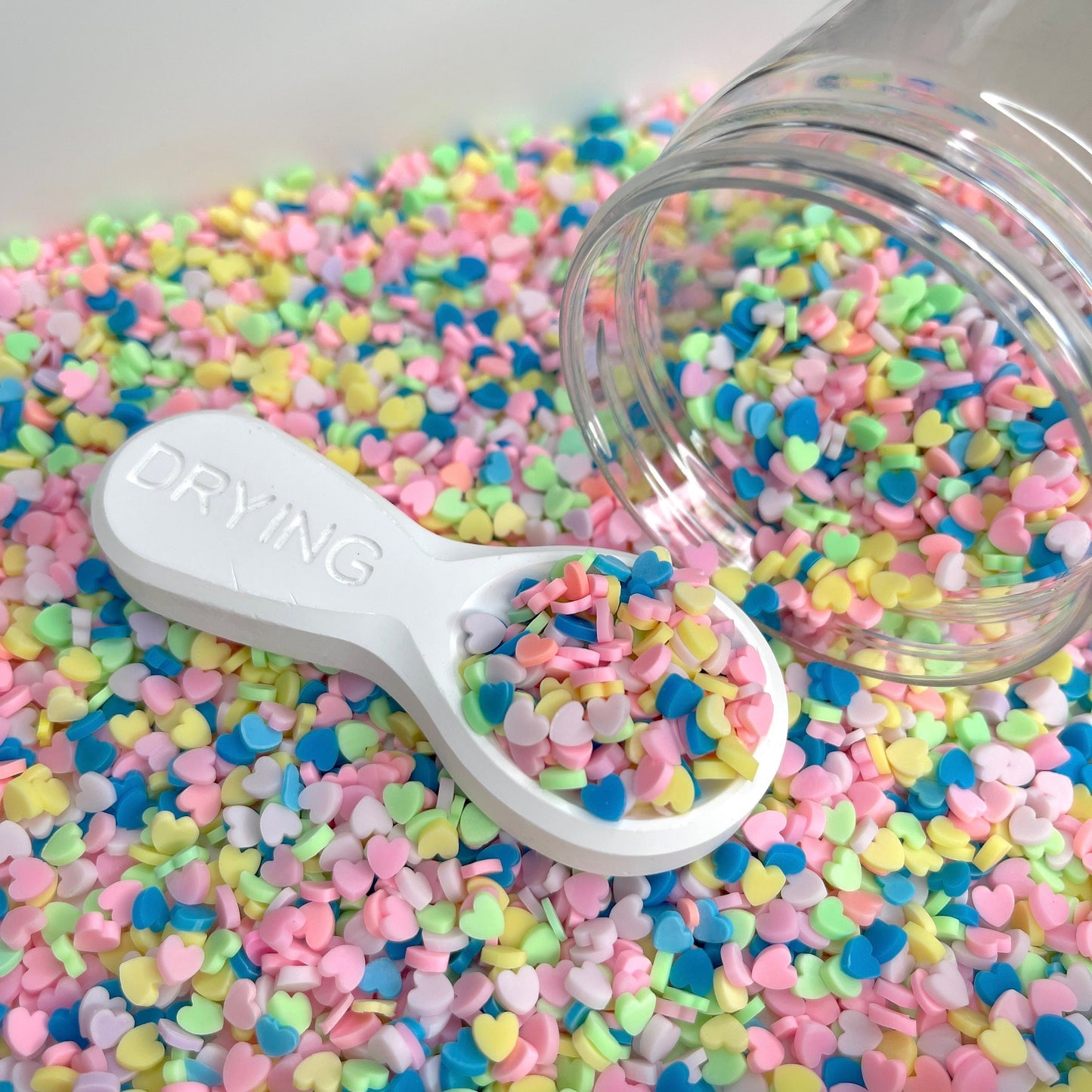 FAKE 4MM Bright Pastel Colored Heart Polymer Clay Sprinkle Mix (NOT EDIBLE) D30-28