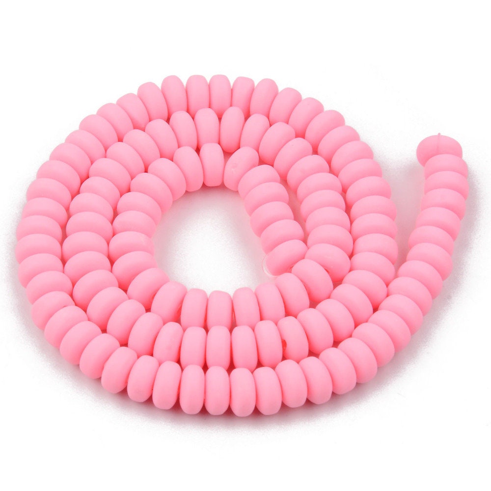 6MM Pearl Pink Polymer Clay Bead Strands