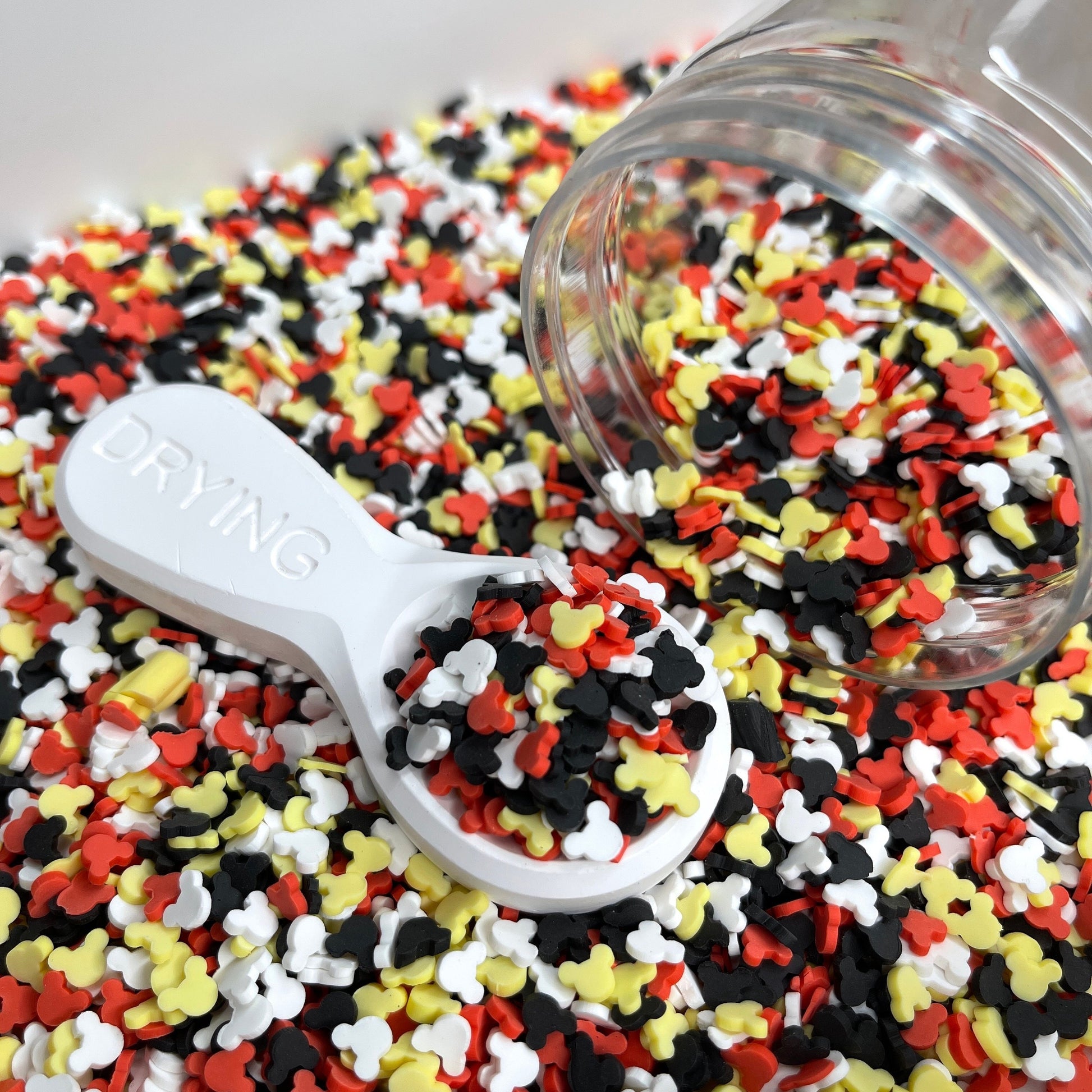 FAKE 5MM White, Black, Yellow Mouse Head Polymer Clay Sprinkle Mix (NOT EDIBLE) D31-06