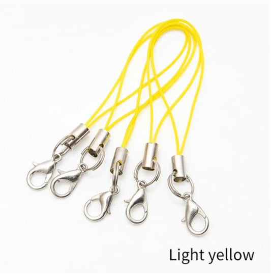 100 PCS Light Yellow Cell Phone Straps with Silver Lobster Clasp