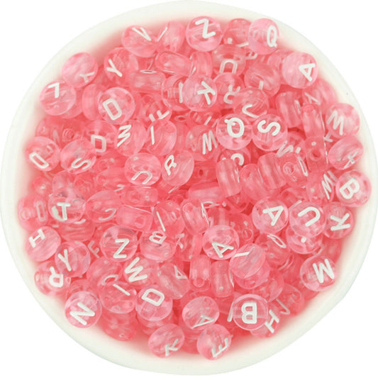 7MM Transparent Light Pink Acrylic Letter Beads (200pc/400pc)