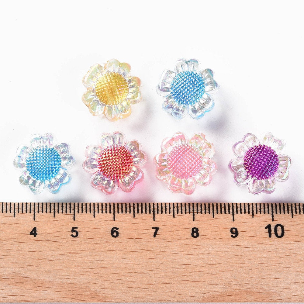 16MM AB Sunflower Acrylic Spacer Beads