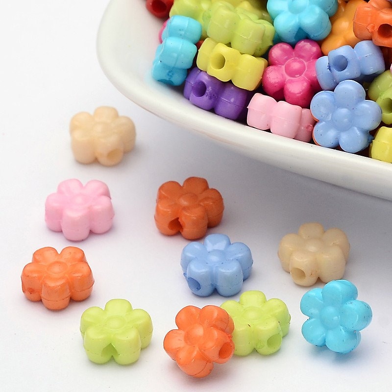 9MM Solid Colored Flower Bead