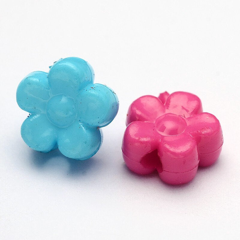 9MM Solid Colored Flower Bead