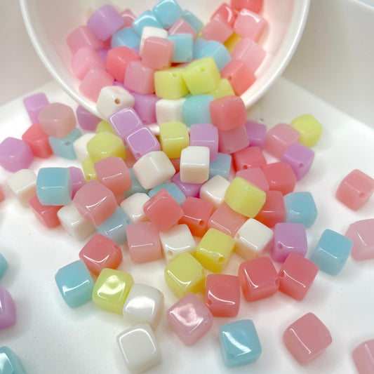 9MM Solid Jelly Colored Cube Spacer Beads (2mm hole)