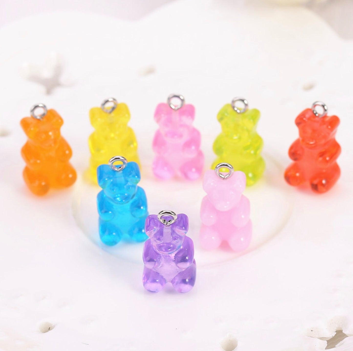 Cute Colorful Gummy Bear Charm with Eye Pin (10mm x 16mm)