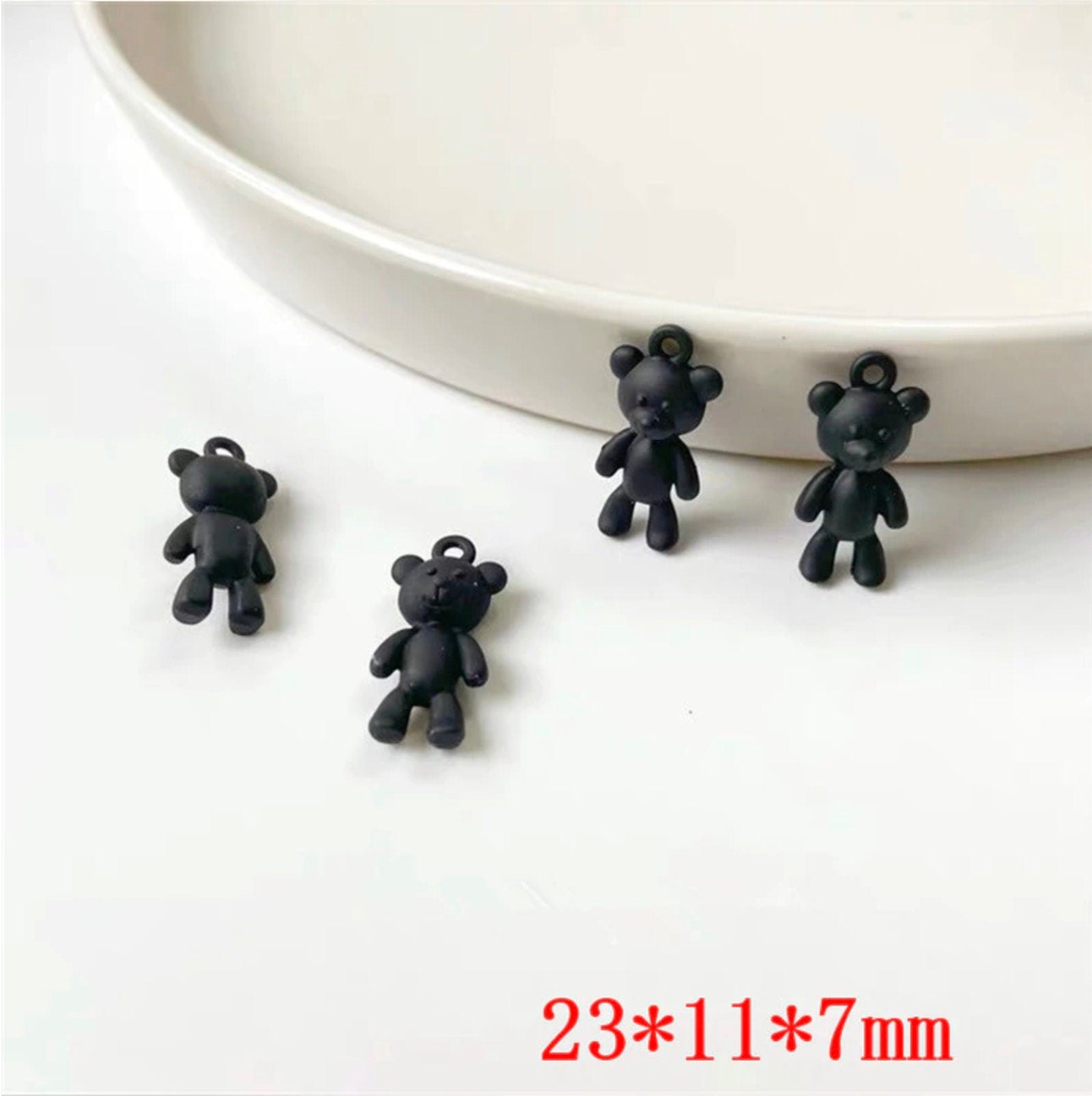 Metal Alloy Spray Painted Bear Charm (23mm x 13mm x 7mm)