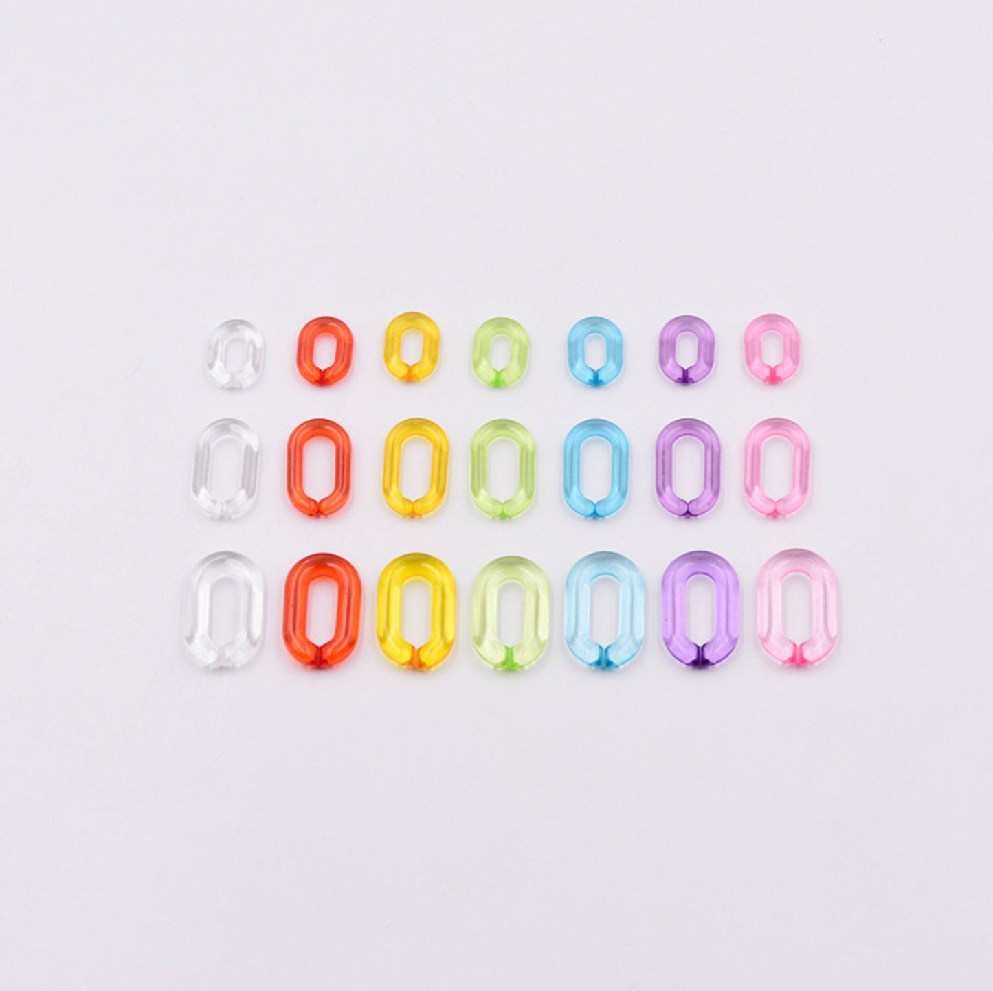 Transparent Rainbow Colored Acrylic Plastic Chain Links (20mm x 14mm / 27mm x 17mm)