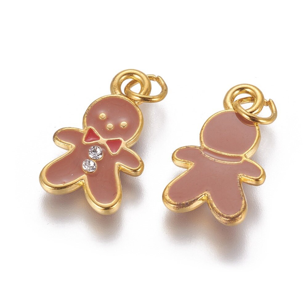 Cute Gingerbread Man Christmas Themed Enamel Charm (11MM x 22MM)