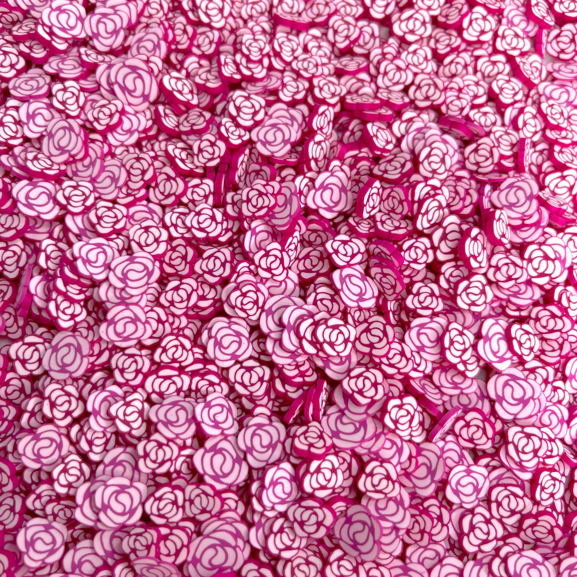 FAKE 10MM Fuchsia Rose Polymer Clay Sprinkle (NOT EDIBLE) D29-32