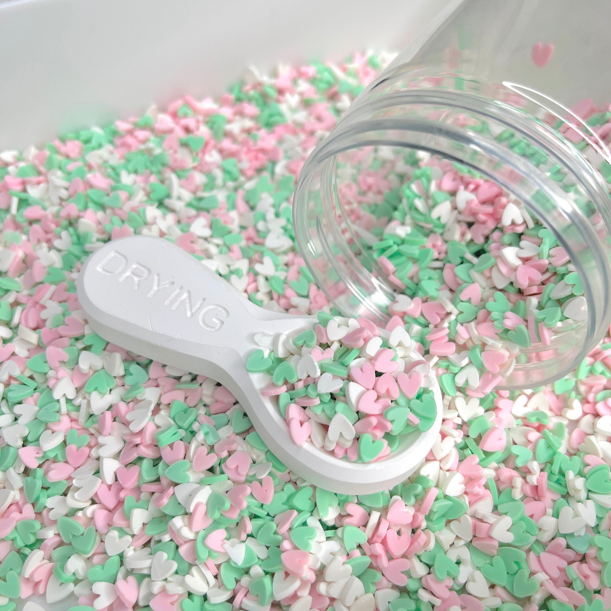 FAKE 5MM Mixed Color Pink and Green Hearts Polymer Clay Sprinkle (NOT EDIBLE) D30-02