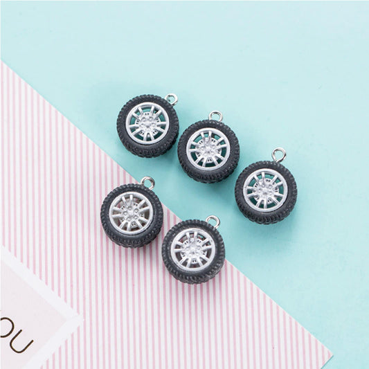 16MM Mini Rubber Tire Charm with Eye Pin