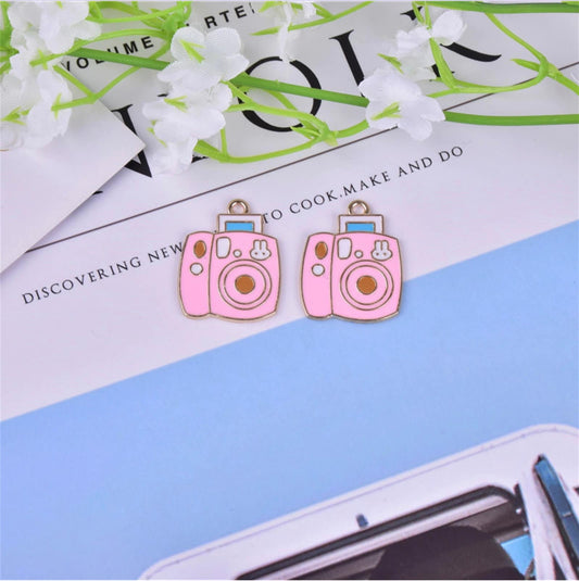 25MM Pink Bunny Rabbit Themed Instant Camera Enamel Charm