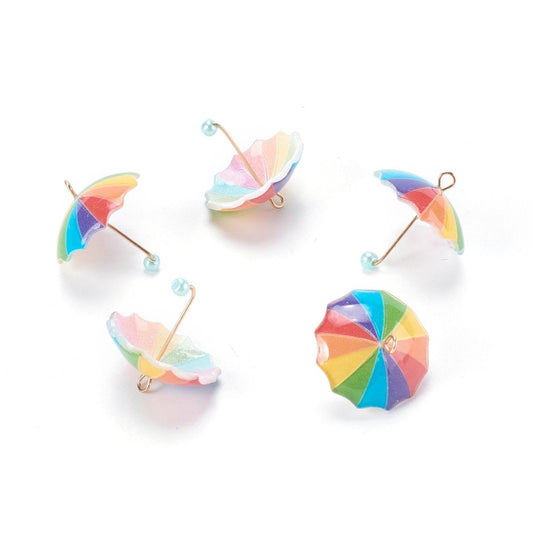 22MM Rainbow, Dots, Hearts, Resin Umbrella Charm