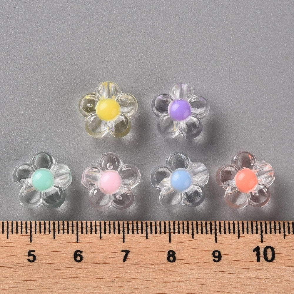 12MM AB Transparent Acrylic Flower Beads