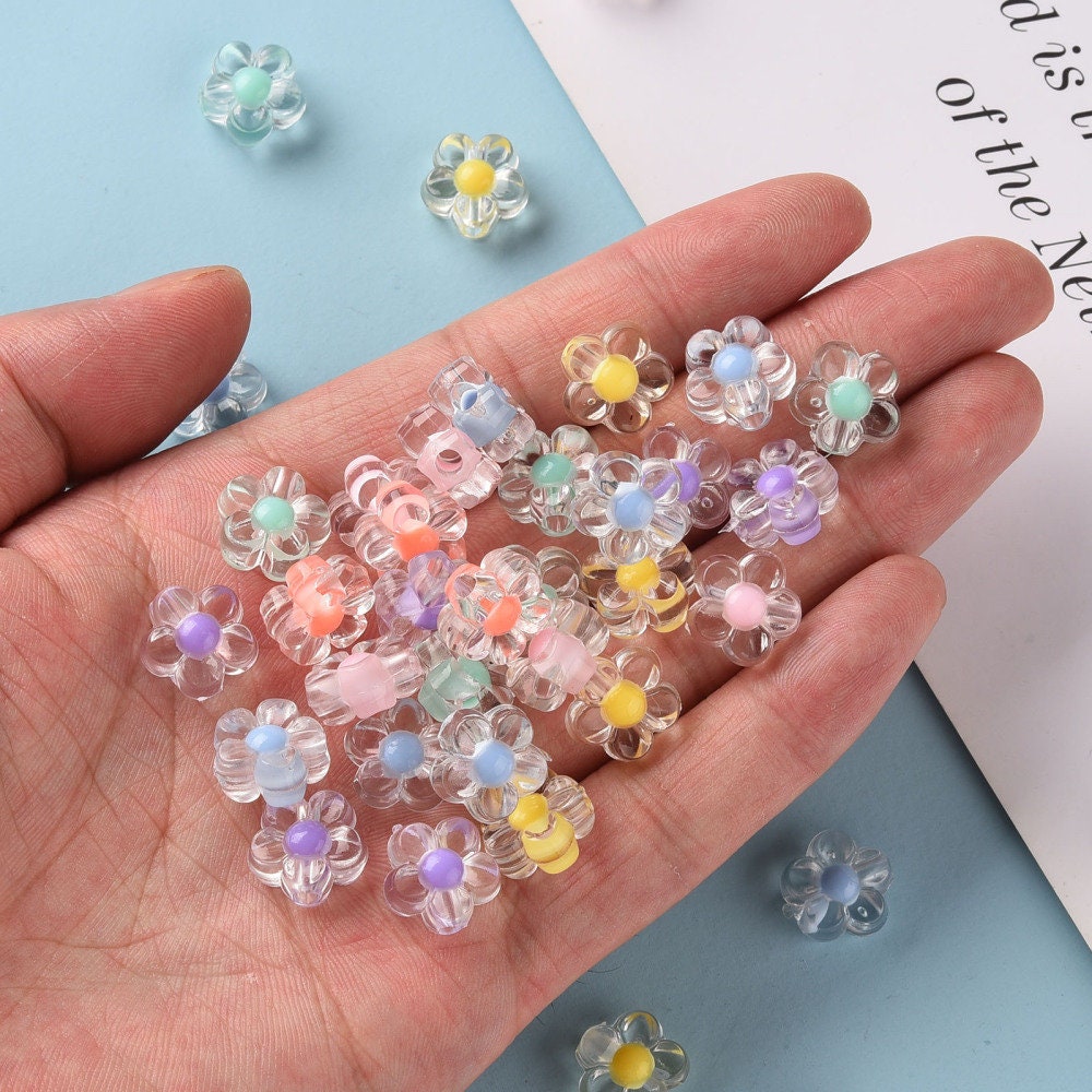 12MM AB Transparent Acrylic Flower Beads