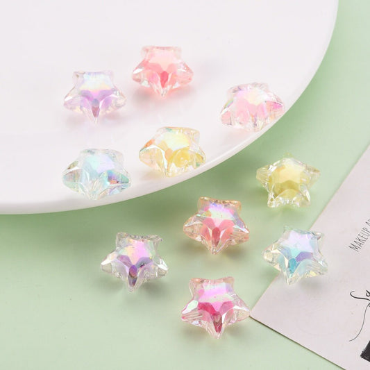 19MM Cute Mixed Colors Acrylic Rainbow Star Beads