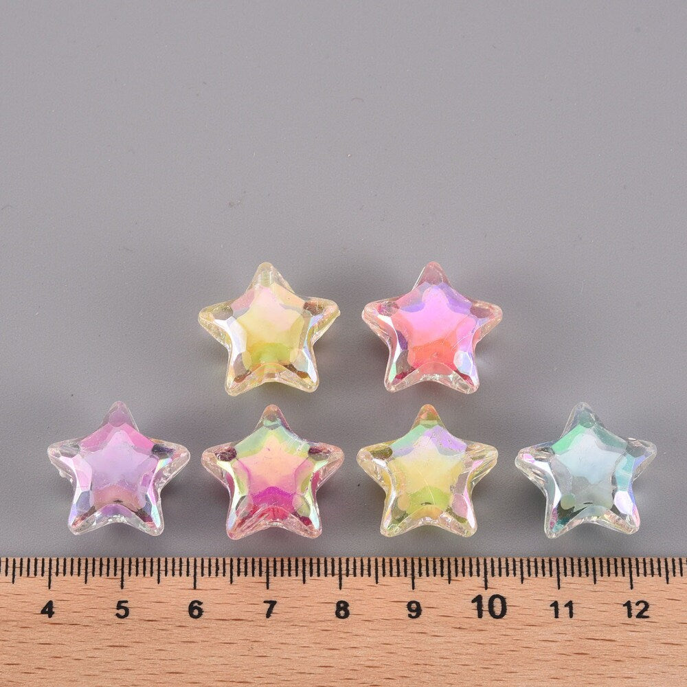 19MM Cute Mixed Colors Acrylic Rainbow Star Beads