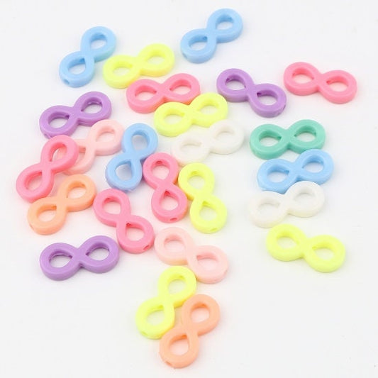 21MM Pastel Acrylic Infinity Symbol Spacer Beads