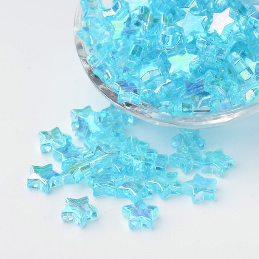 10MM AB Sky Blue Transparent Acrylic Star Spacer Beads