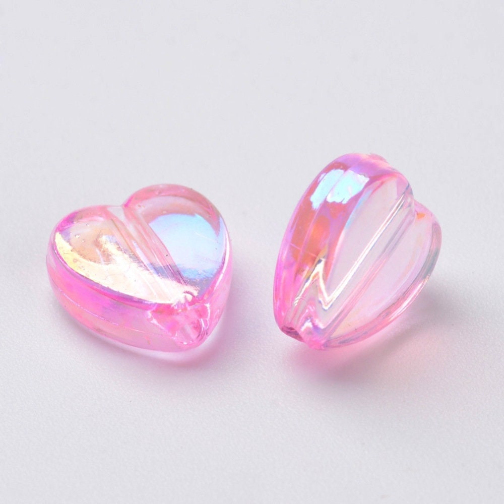 8MM Light Pink Acrylic Heart Spacer Beads with Vertical Hole