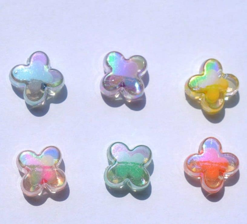 15MM AB Clover Shaped Acrylic Spacer Beads