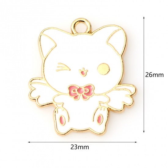 26MM Flying Cat Themed Enamel Charm