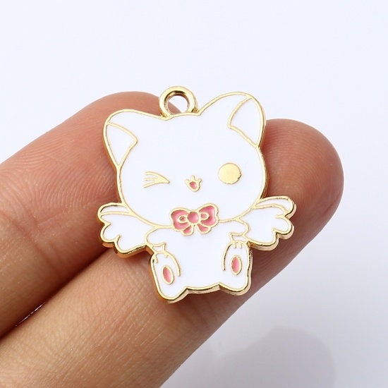 26MM Flying Cat Themed Enamel Charm