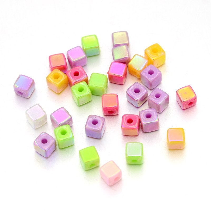 4MM Mixed AB Color Cube Beads