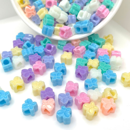 9MM Pastel Butterfly Acrylic Spacer Beads