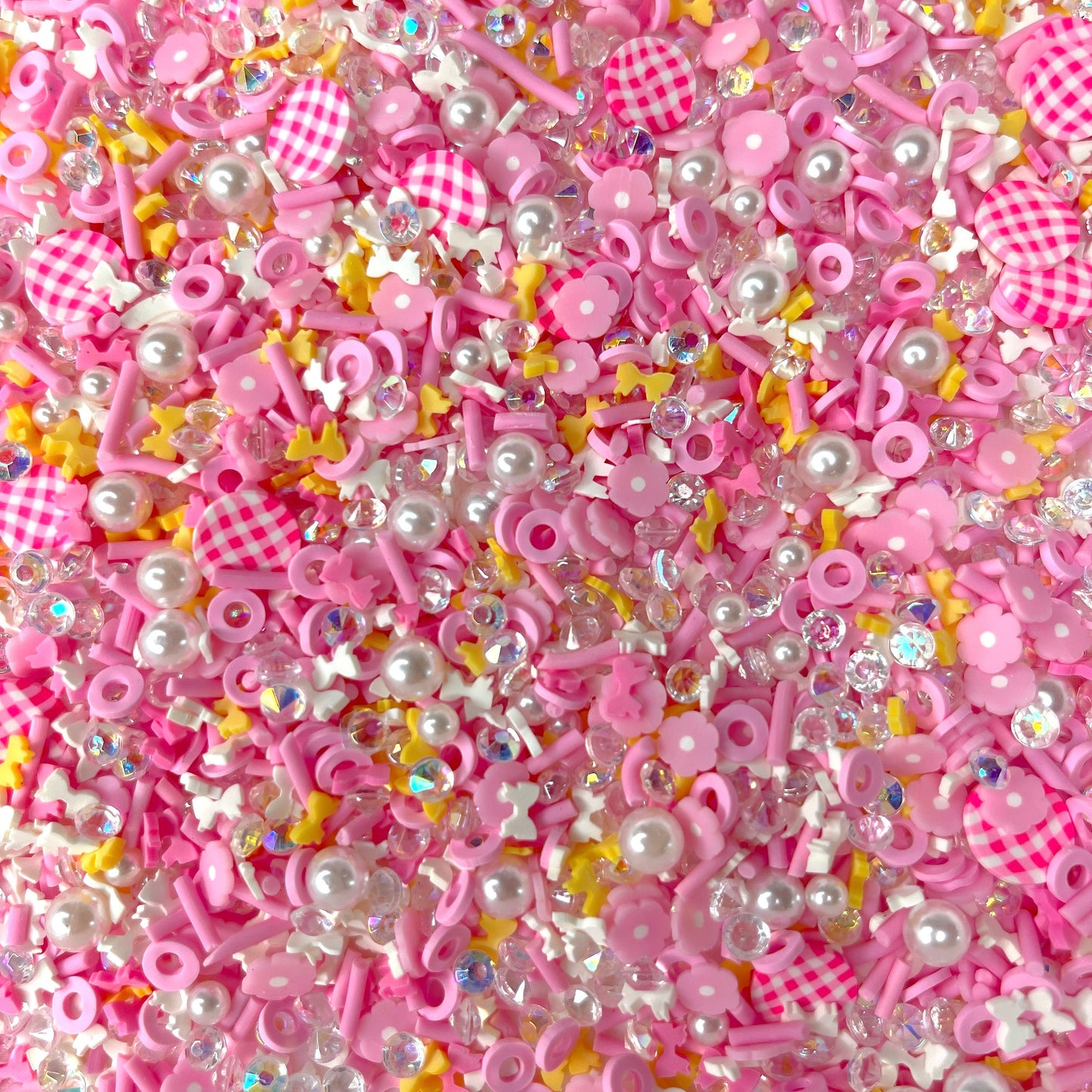 FAKE Pink Picnic Polymer Clay Sprinkle and Pearl Mix (NOT EDIBLE) D43-01