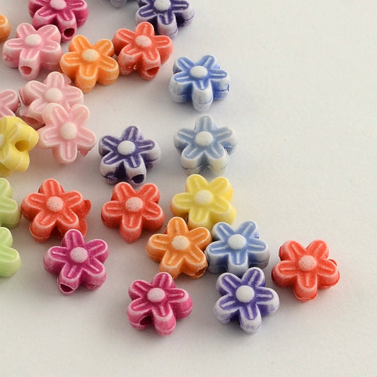 9MM Tropical Flower Themed Acrylic Spacer Beads