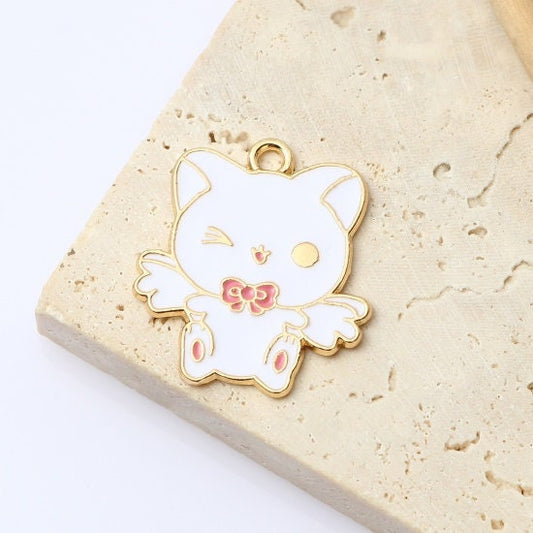 26MM Flying Cat Themed Enamel Charm