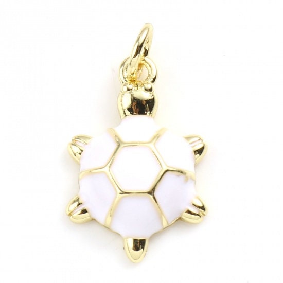 19MM Gold Plated Turtle Charm with Colored Enamel Shell