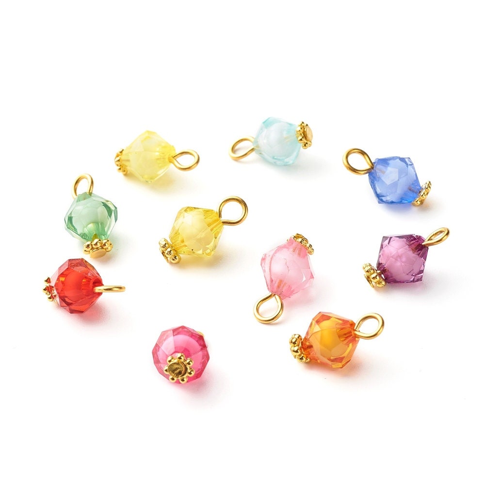 14MM Mixed Color Faceted Bicone Bead Charm