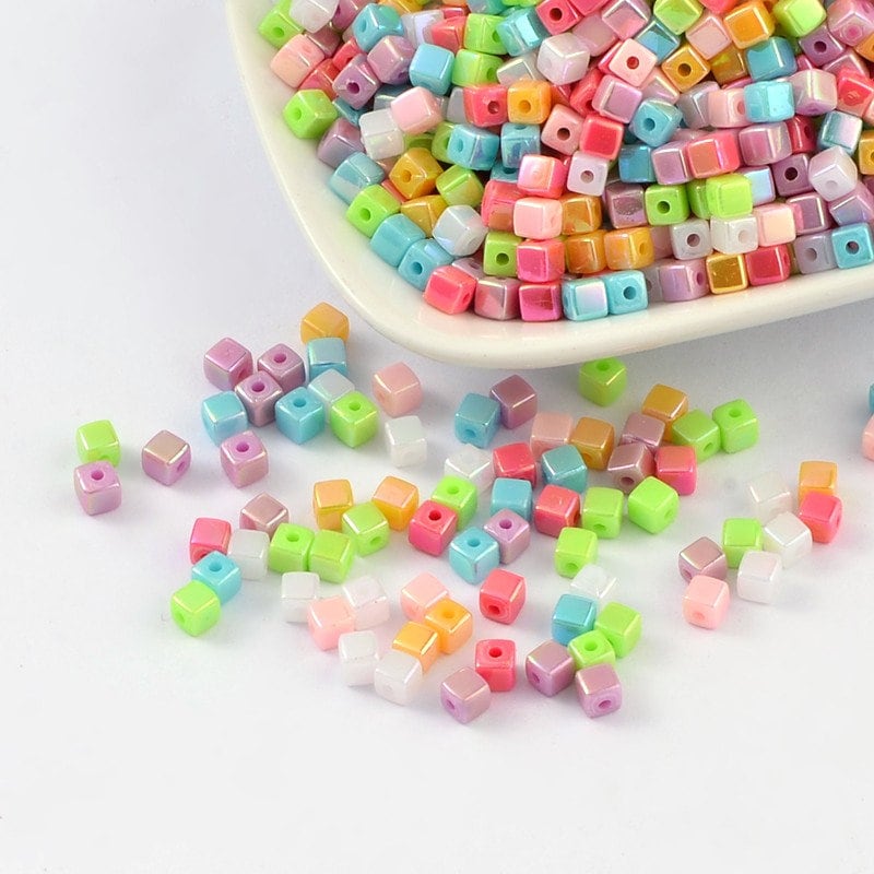 4MM Mixed AB Color Cube Beads